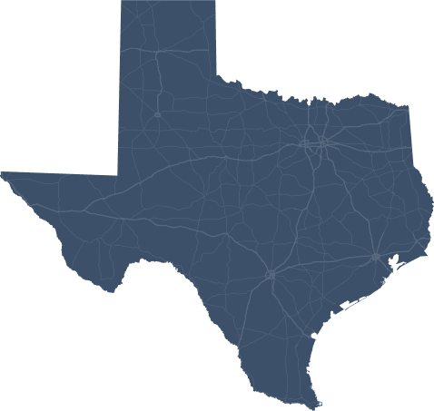 Map showing the Texas area