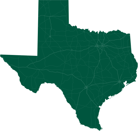 Map showing the Texas area