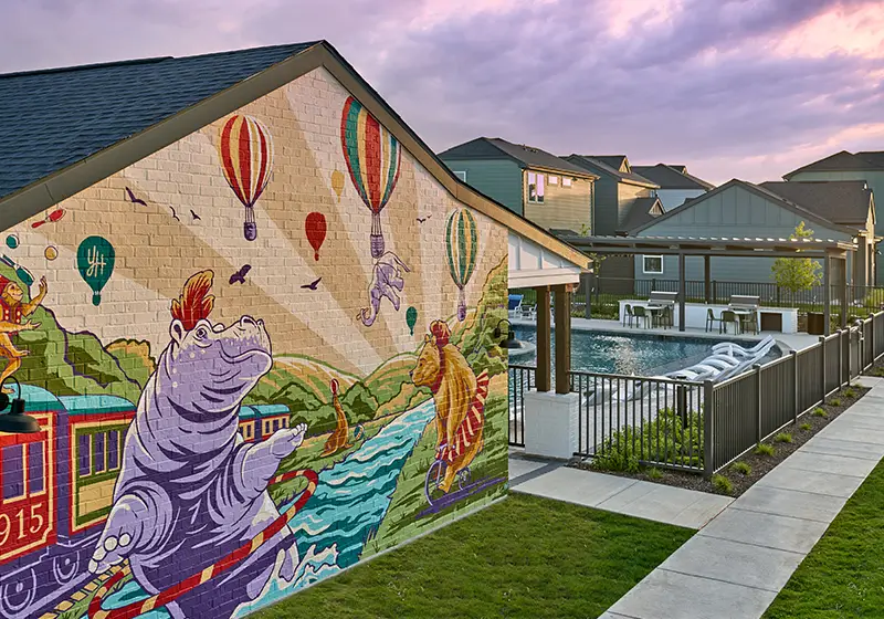 Mural with a drawing